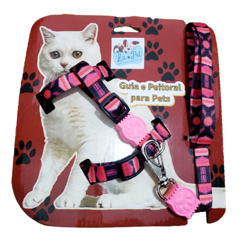 Peitoral Com Guia Para Gatos FreeFaro Stars Pink M - Bicho Bacana Petshop -  Tudo o que o seu pet precisa em um só lugar!