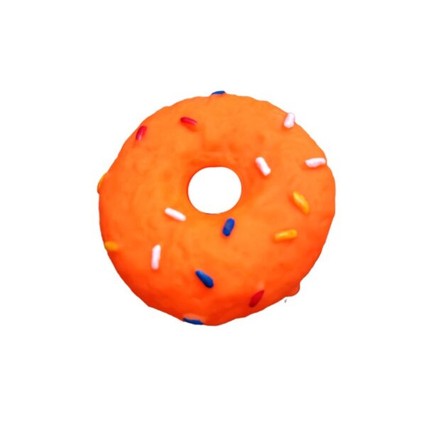 15095466424 2586 large default 2 Brinquedo para Cachorro Mordedor Rosca Donuts Borracha Pet 8 cm c/ Som Cores Variadas